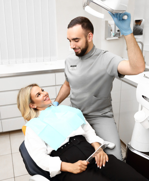 Dentist examining a patient