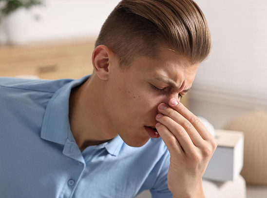 A cyst in the nose in the picture