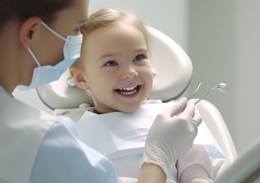 child dentist cleaning teeth